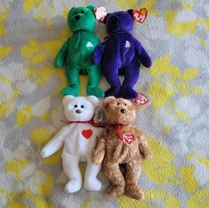 Set of 4 TY Beanie Baby Bears